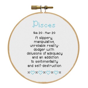 Pisces Dark Zodiac Cross-Stitch Pattern PDF