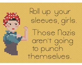 Rosie The Riveter/Punch N*zis Wzór do haftu krzyżykowego PDF