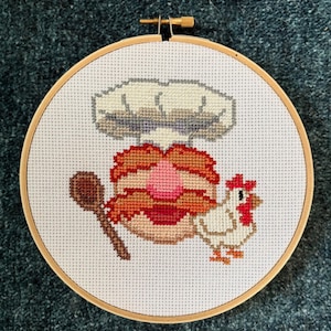 Framed Swedish Chef Cross-Stitch
