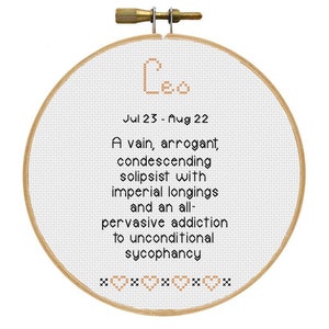 Leo Dark Zodiac Cross-Stitch Pattern PDF