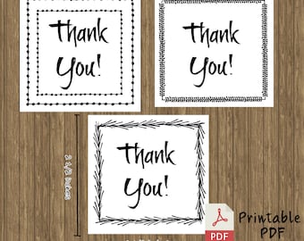 Printable Square Thank You Tags Template in 5 Styles - Downloadable PDF - Favor Thank You Tags Thank You Printable Thank You Tag