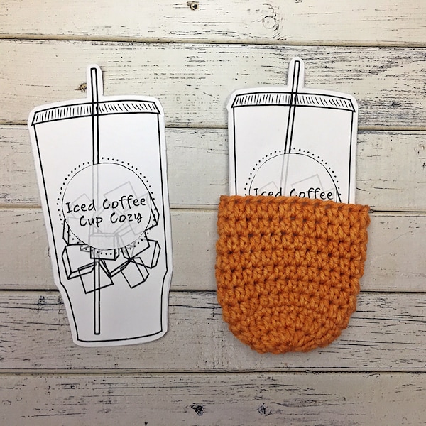 Printable Iced Coffee Cup Cozy Display Template - Downloadable PDF - Craft Fair Display Market Display Crochet Cozy Iced Coffee Cozy