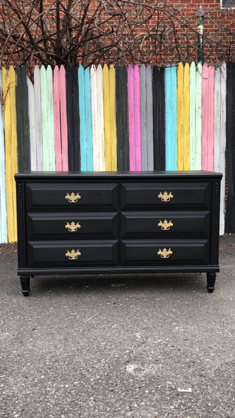 Mid Century Six Drawers Solid Wood Dresser Free Delivery In Etsy