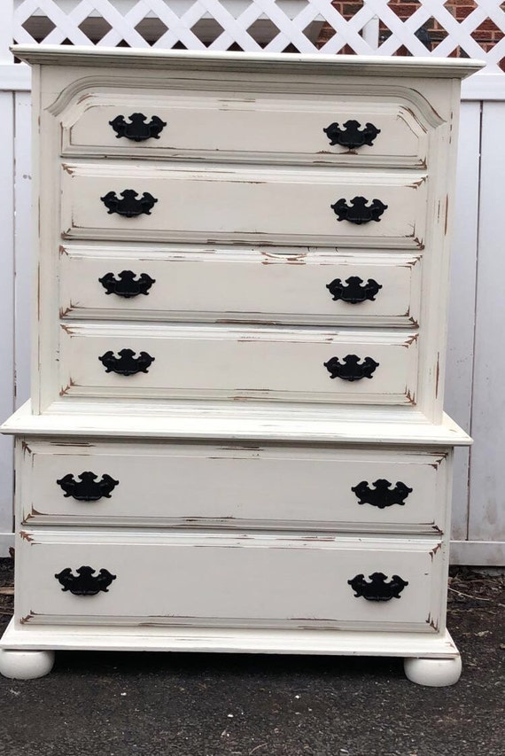 Shabby Chic Country Tall Dresser Etsy