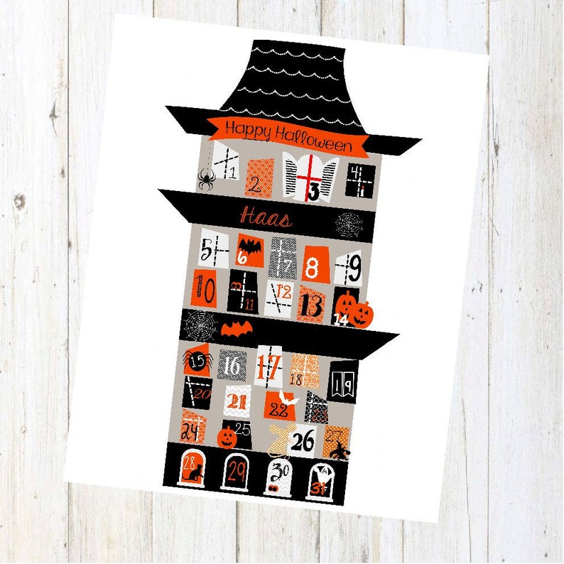 Halloween Chalkboard Count Down Calendar Personalized Etsy