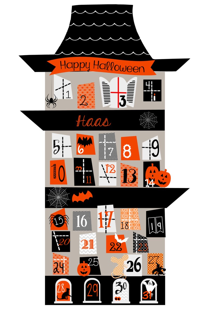 Halloween Chalkboard Count Down Calendar Personalized Etsy