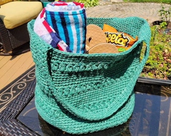 Crochet Slouchy Market Tote Bag, Handmade Boho Shoulder Purse, Reusable Grocery Bag, Summer Beach Bag, Gift for Her, Shopping Bag for Women