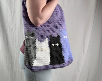 Crochet Cat Shoulder Bag | Handmade Boho Tote | Crochet Animal Purse for Cat Lovers | Handbag Hift for Her