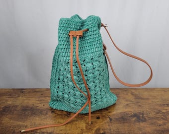 Crochet Drawstring Shoulder Bag, Boho Summer Purse, Lightweight Beach Bag, Festival Tote, Handmade Gift for Women