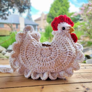 Crochet Chicken Purse – Small Boho Cross Body Bag, Handmade Bird Purse, Funny Rooster Novelty Purse, Quirky Farm Gift for Chicken Lovers