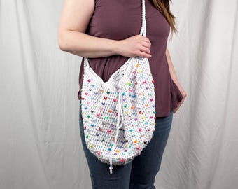Crochet Beaded Crossbody Bag: Handmade Boho Festival Purse