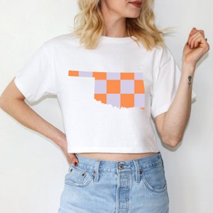 Cropped Gameday Champions Shirt Oklahoma, Oklahoma State Football tshirt,  Women&#39;s Football tailgate crop top, Orange and Lavender