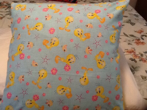 Tweety Bird Looney Toons Throw Pillow Back Is Sold Yellow Etsy