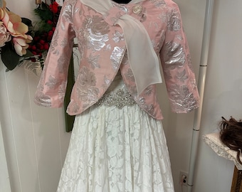 Bridal/wedding jacket, bolero, cover- up pink and silver