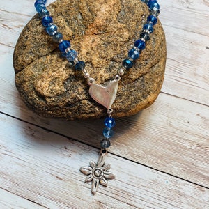 Sunburst Blue Glass Necklace