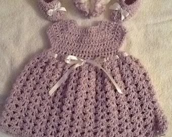 Newborn Baby Dress/Matching, Booties, Headband