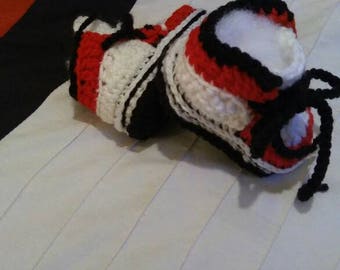 Crocheted Handmade Newborn Baby Booties Inspired Jordan's Tennis Shoes