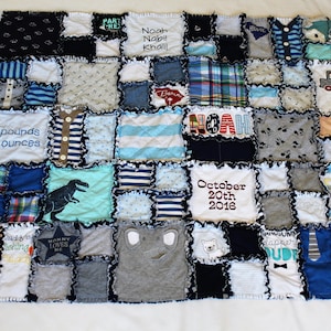 Custom Memory Quilt ~ Baby Clothes Blanket ~ You send the clothes ~ You choose your color backing