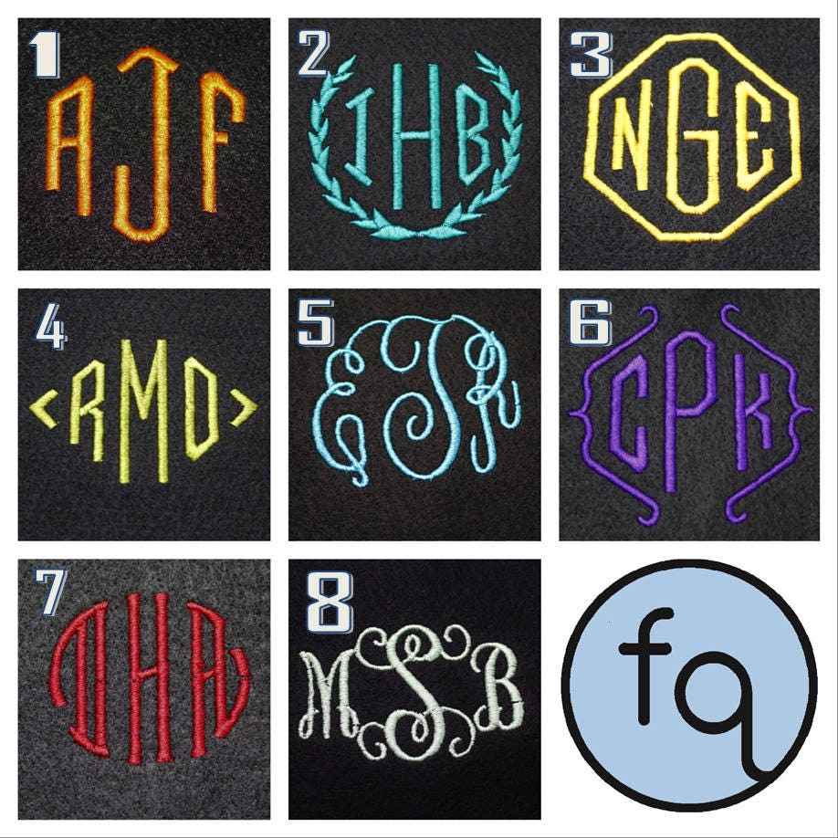 3 Letter Monogram Embroidery Add On For Custom Orders Only Etsy