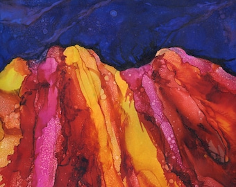 Painted Mountains - Print-Instant Download - Alcohol Ink