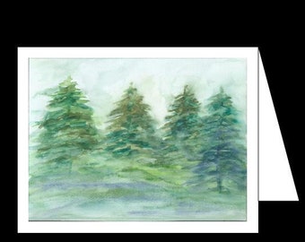 Oregon Evergreens - Watercolor - Greeting Card