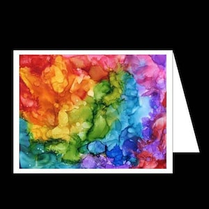 Rainbow Nebula Alcohol Ink Greeting Card image 1