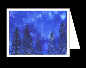 Starlight Sky - Alcohol Ink - Greeting Card