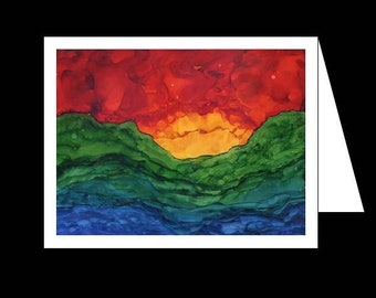 Morning's Sun - Alcohol Ink - Greeting Card