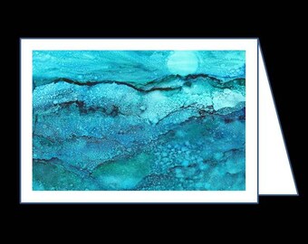 Moonlit Snow - Alcohol Ink - Greeting Card