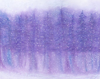 Winter Snow - Oil Pastel - Print
