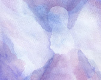 Veiled Angel - Print-Instant Download-Watercolor Veil Painting