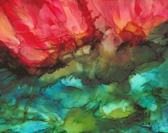 Fire and Flight - Alcohol Ink - Print
