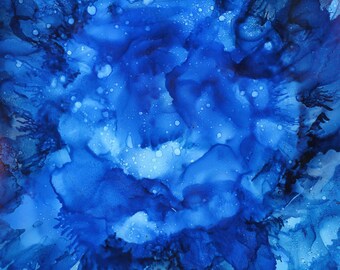 Blue Rose - Alcohol Ink - Print