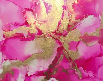 Pink Hibiscus - Alcohol Ink - Print -