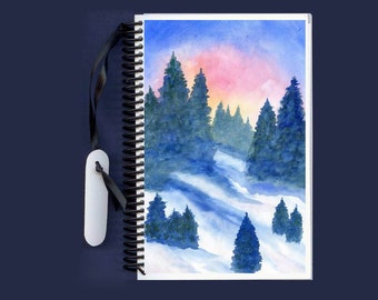 Sunrise on Snow - Watercolor - Blank Journal