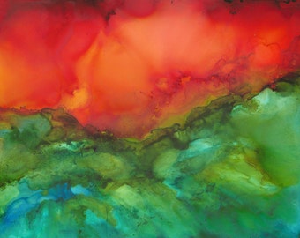 Red Dawn - Alcohol Ink - Print