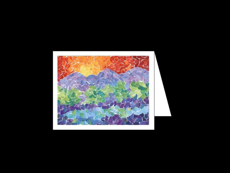 Landscape Mosaic Paper Mosaic Greeting Card Etsy