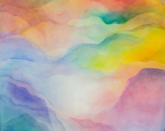 Mountains of Home - Print-Instant Download-Watercolor Veil Painting