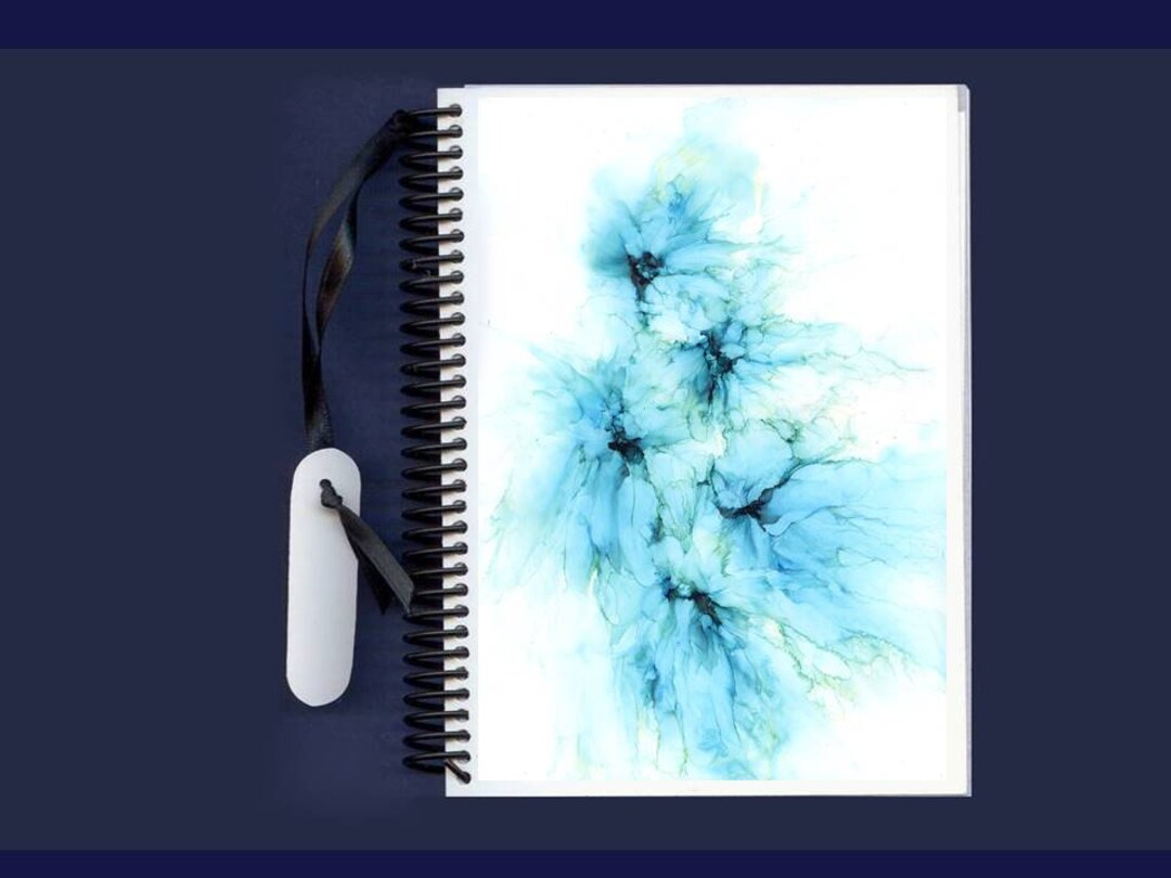 Blue Bouquet - Alcohol Ink- Blank Journal - Large - Etsy
