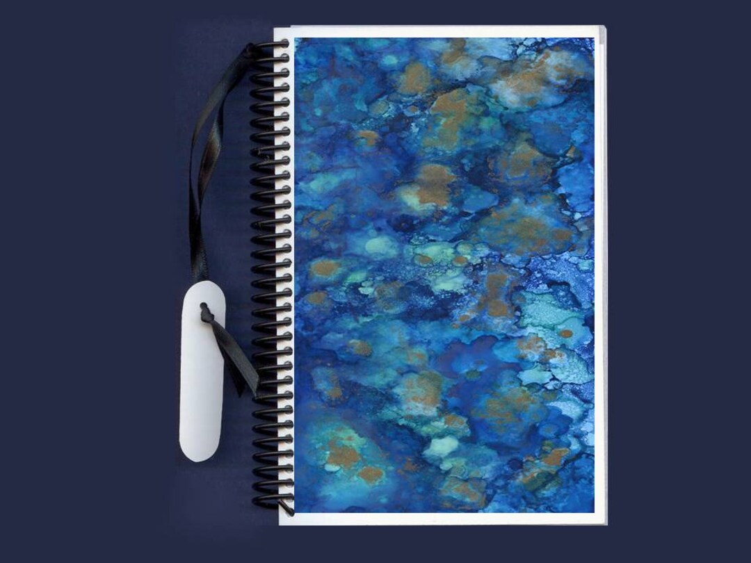 Blue and Gold - Alcohol Ink - Blank Journal - Large - Etsy