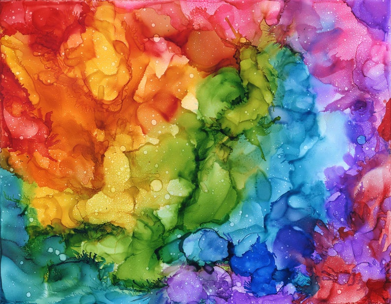 Rainbow Nebula Alcohol Ink Greeting Card image 2