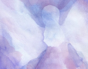 Veiled Angel - Veil Watercolor Painting - Print