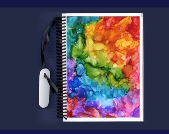 Rainbow Nebula - Alcohol Ink- Blank Journal - Large