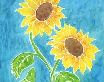 Summer Sunflowers - Print-Instant Download - Alcohol Ink
