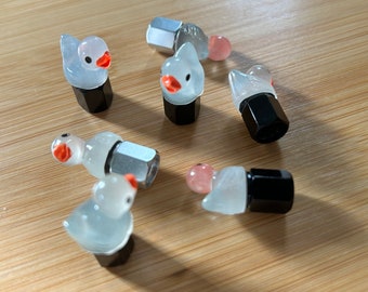 Tiny Glow Illuminating Duckies Tire valve cap set of 2, 4 or 5 YOU MUST ACTIVATE with light