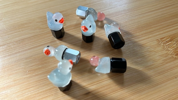 Tiny Glow Illuminating Duckies Tire valve cap set of 2, 4 or 5 YOU MUST ACTIVATE with light