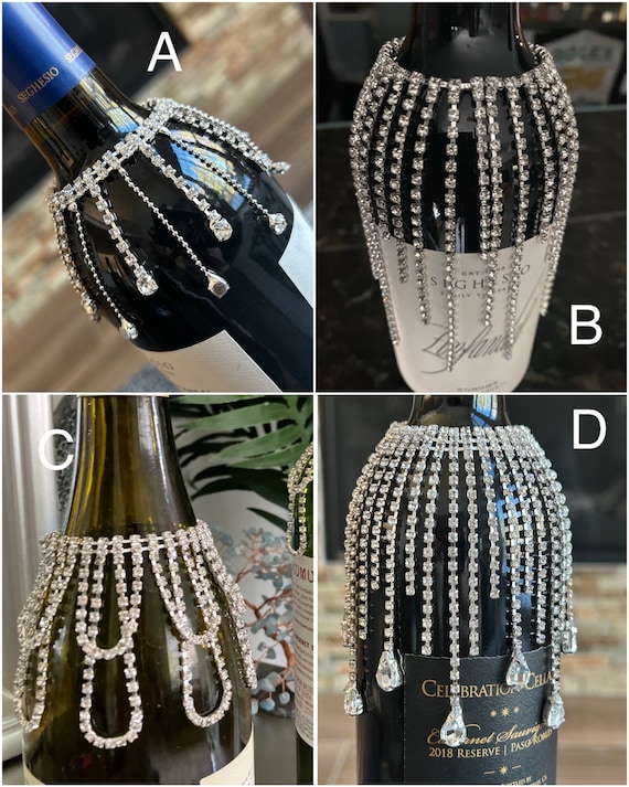 Oil, liquor and wine bottle rhinestone jewelry bling charm