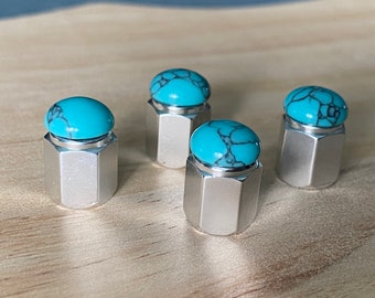 Beautiful Polished Synthetic Turquoise Crystal Tire Cap Set of 2, 4 or 5