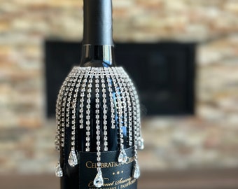 Fancy Silver Droplet Oil, liquor and wine bottle rhinestone jewelry charm