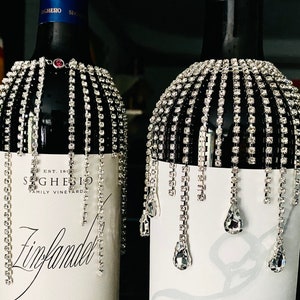 Oil, liquor and wine bottle rhinestone jewelry bling charm